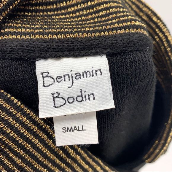 VINTAGE Benjamin Bodin Black and Gold Button Down Cardigan Size Small - Picture 4 of 7